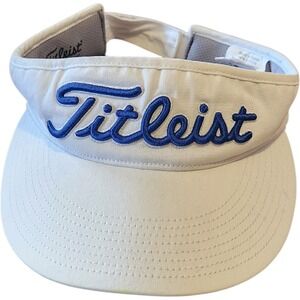 Titleist Pro V1 Golf Visor Hat White Blue Embroidered Adjustable Strap FJ Logo